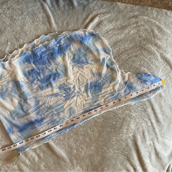 Y2K Vintage Heart Label Victoria’s Secret Sky Print Lettuce Trim Sheer Sarong M - Picture 5 of 7